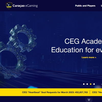 Vue du site curacao-egaming.com