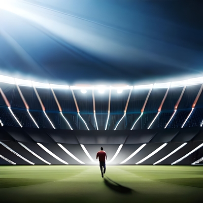 Un homme quitte le stade
